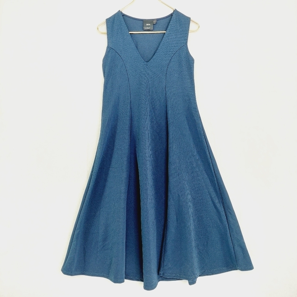 ASOS Maternity Navy Blue V Neck Sleeveless A Line Flowy Summer Midi Dress P3796